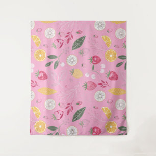 Tapisserie Rose Fleurie et Fraise (173 cm x 203 cm