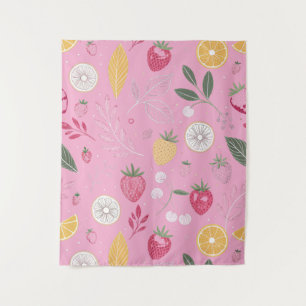 Tapisserie Rose Fraise & Fleurie (127 cm x 152 cm)