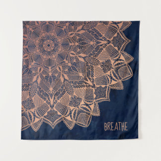Tapisserie Rose Gold & Navy Blue Mandala