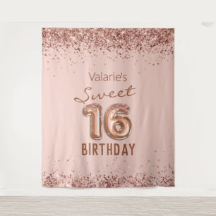 Tapisserie Rose Gold Rose Joyeux 16e Anniversaire