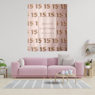 Tapisserie rose gold rose monogramme 15 pour Quinc