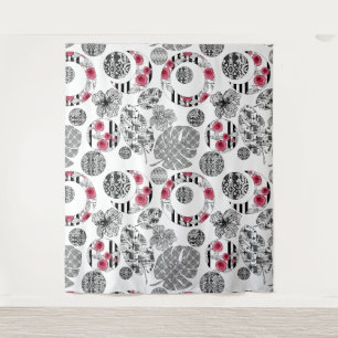 Tapisserie, rot und schwarz, Quilt, Patchwork Wandteppich
