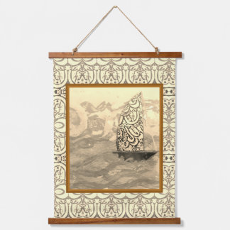 Tapisserie - Sepia-Segel Wandteppich Mit Holzrahmen