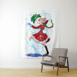 Tapisserie Snowman and Girl Dancers