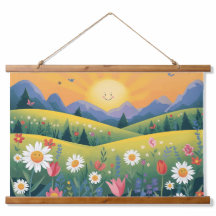 Tapisserie Soleil Souriant & Fleurs Joyeuses - Nat