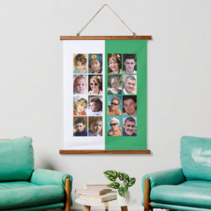 Tapisserie Suspendue 16 photo collage vert et blanc