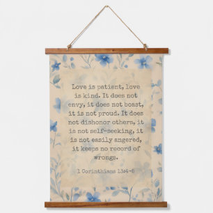 Tapisserie Suspendue 1 Corinthiens 13:4–5 L'amour est patient Floral