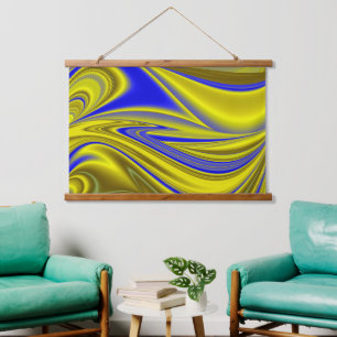 Tapisserie Suspendue 3D Abstrait en or jaune bleu vert