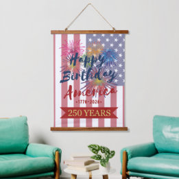 Tapisserie Suspendue 4th of July Happy Birthday America USA 250th