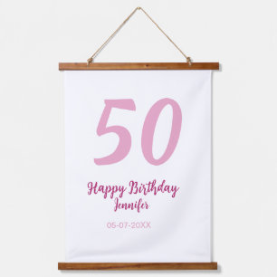 Tapisserie Suspendue 50e anniversaire ajouter nom date année rose rouge