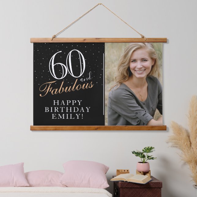 Tapisserie Suspendue 60 et fabuleux Elegant Black 60th Birthday Photo (Chambre à coucher)