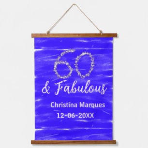 Tapisserie Suspendue 60 & fabuleux anniversaire bleu argent ajouter nom