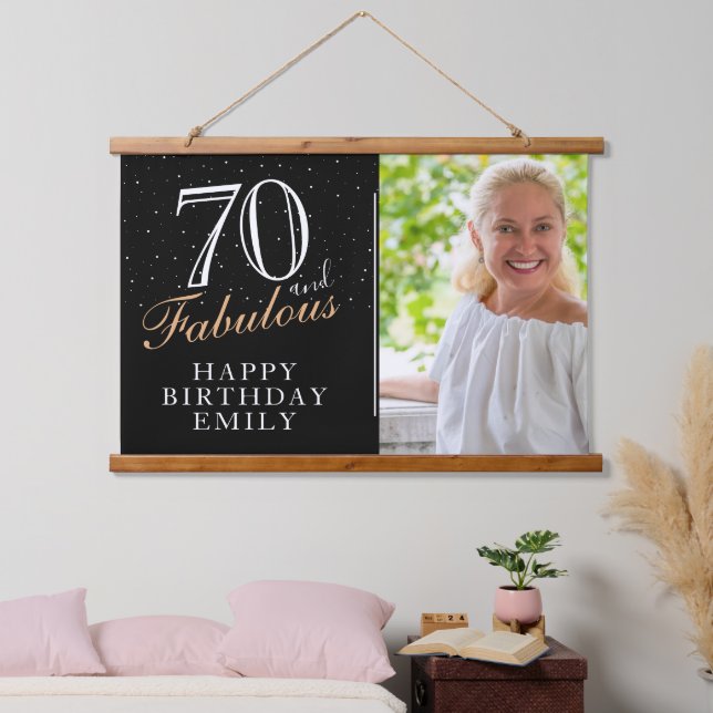 Tapisserie Suspendue 70 et fabuleux Elegant Black 70th Birthday Photo (Chambre à coucher)
