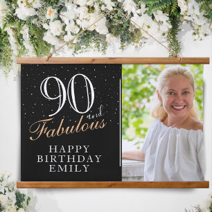 Tapisserie Suspendue 90 et fabuleux Elegant Black 90th Birthday Photo