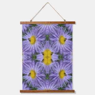 Tapisserie Suspendue Abeille Sur Les Fleurs D'Aster Violet Nature Abstr