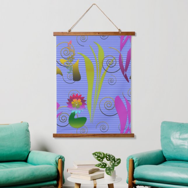 Tapisserie Suspendue Abstract Floral with Spirals 5 (Salon)