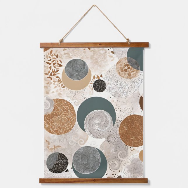 Tapisserie Suspendue Abstract Geometric Circle Pattern Neutral Boho 384 (Recto)