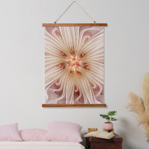 Tapisserie Suspendue Abstrait Moderne Peach Pastel Flower Fractal Art