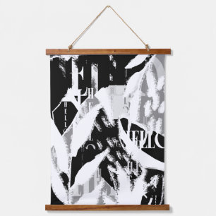 Tapisserie Suspendue Abstrait noir blanc gris