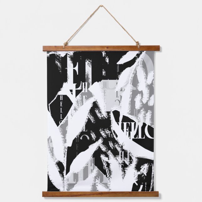 Tapisserie Suspendue Abstrait noir blanc gris (Recto)
