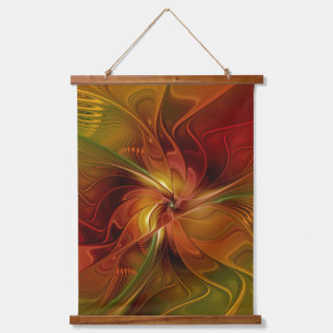 Tapisserie Suspendue Abstrait Rouge Orange Brown Vert Fractal Art Flowe