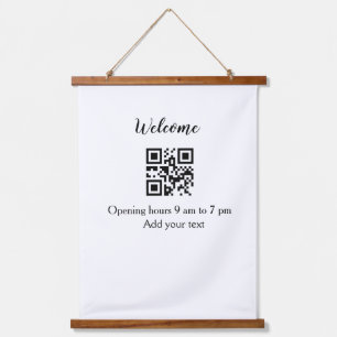 Tapisserie Suspendue Accueil simple ouverture bienvenue code barre QR a