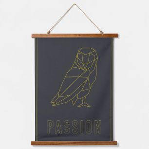 Tapisserie Suspendue Affiche d'affirmation de chouette en origami jaune