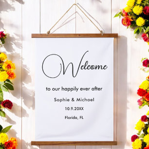 Tapisserie Suspendue Affiche de bienvenue Mariage noir blanc