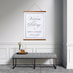 Tapisserie Suspendue Affiche de bienvenue Mariage noir couleur personna