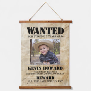Tapisserie Suspendue Affiche de Naissance Wanted Western