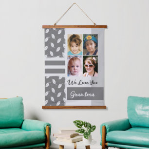 Tapisserie Suspendue Aimez-vous Grand-mère 4 feuille photo motif gris