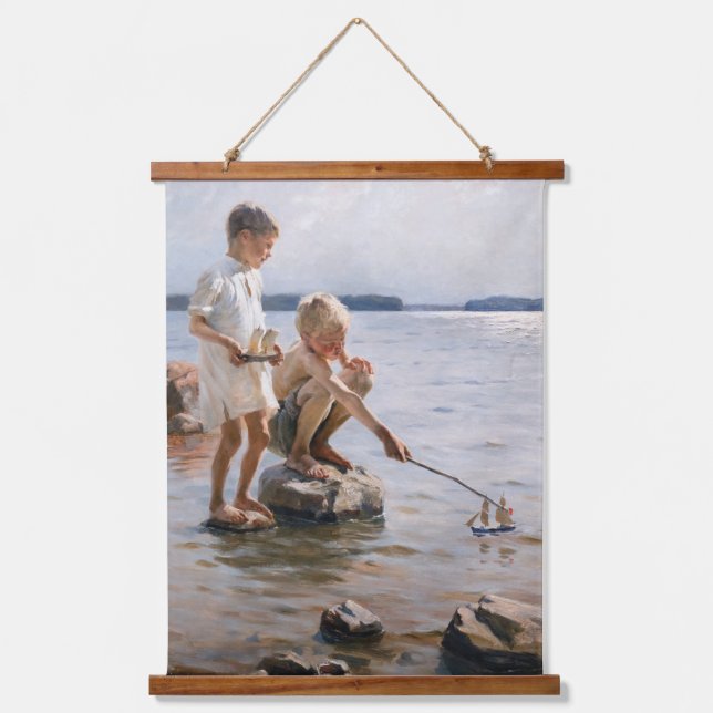 Tapisserie Suspendue Albert Edelfeue - Les garçons jouent sur le rivage (Recto)