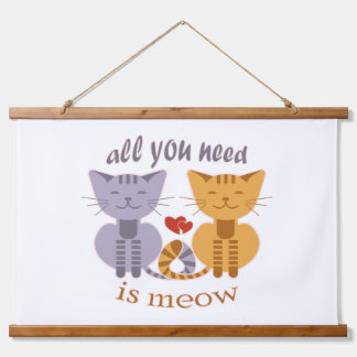 Tapisserie Suspendue All you need is meow Valentine cats