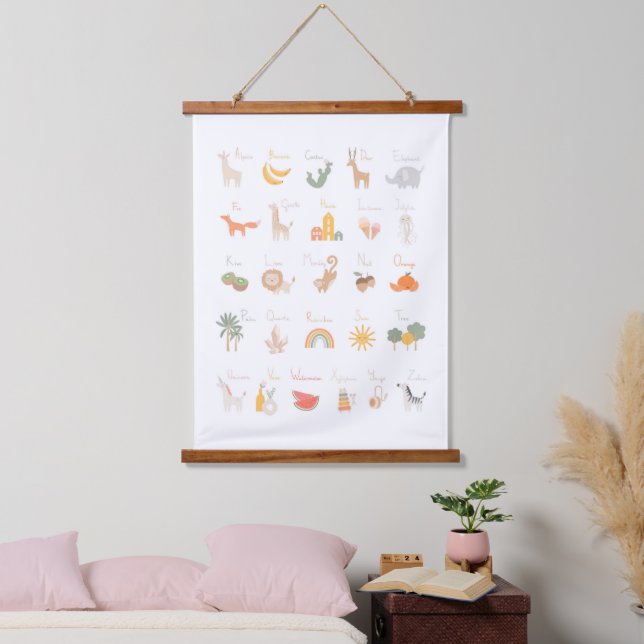 Tapisserie Suspendue Alphabet d'aquarelle pour enfant mignon (Chambre à coucher)