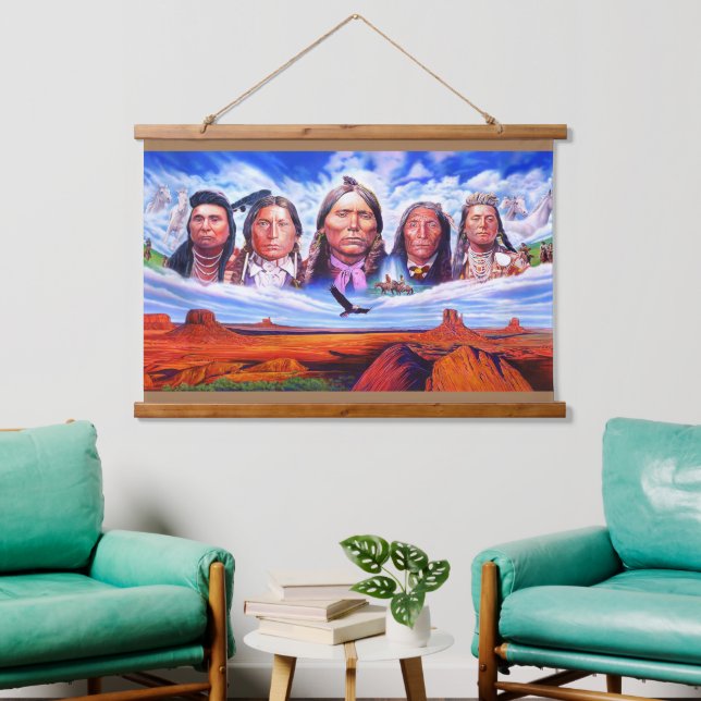 Tapisserie Suspendue Amérindiens Célèbres chefs indiens Peinture artist (Salon)