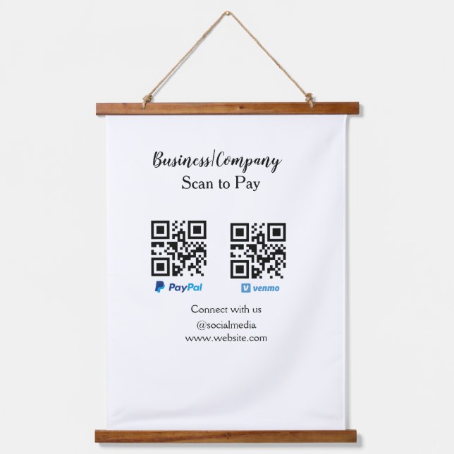 Tapisserie Suspendue Analyser pour payer q r code paypal venmo ajouter  (Recto)
