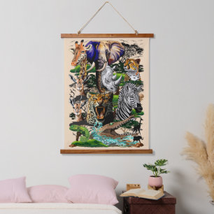 Tapisserie Suspendue Animaux sauvages de la Savane africaine