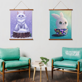Tapisserie Suspendue animaux sauvages de l'hiver au printemps : Renard