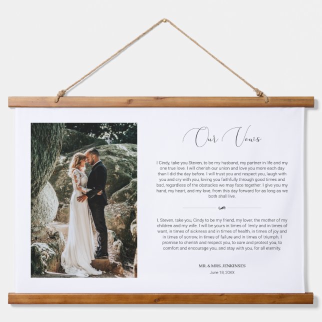 Tapisserie Suspendue Anniversaire du Mariage customisé Photo & Vows (Devant)
