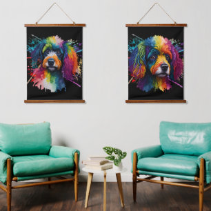 Tapisserie Suspendue Aquarelle Caniche Arc-en-ciel