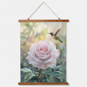 Tapisserie Suspendue Aquarelle Colibri et rose