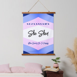 Tapisserie Suspendue Aquarelle colorée personnalisée Chevron Elle Shed