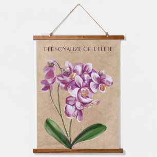 Tapisserie Suspendue Aquarelle d'orchidée violet Taupe Floral Personnal