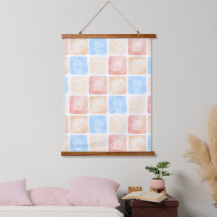 Tapisserie Suspendue Aquarelle Empreintes de pattes & Coeurs dans les b
