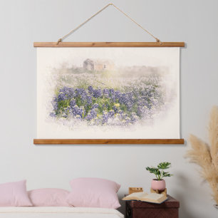 Tapisserie Suspendue Aquarelle esquissée du champ Bluebonnet