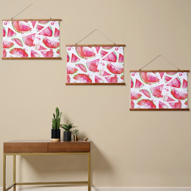 Tapisserie Suspendue Aquarelle pastèque 1 (Asymétrique)