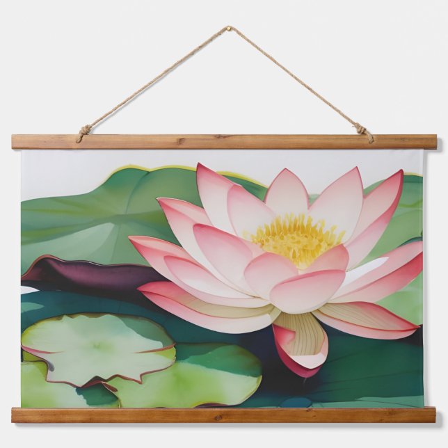 Tapisserie Suspendue Aquarelle Peinture D'Une Fleur De Lotus (Devant)