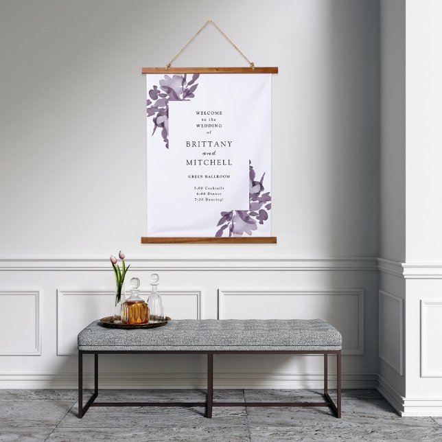 Tapisserie Suspendue Aquarelle romantique Floral Améthyste Mariage (Créateur téléchargé)