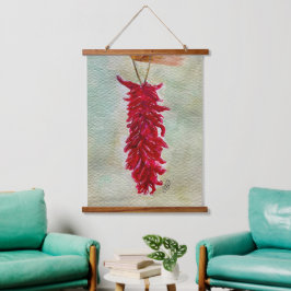 Tapisserie Suspendue Aquarelle Rouge Chili Ristra Nouveau Mexique