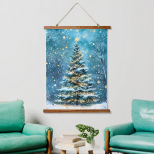 Tapisserie Suspendue Arbre de Noël Forêt de Noël Lumière Silencieuse